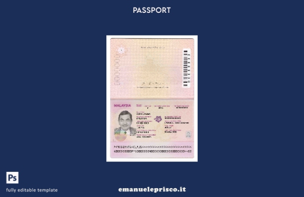 modello di passaporto malese in stile verificato ().