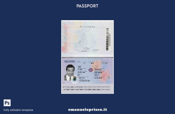 modello di passaporto malese in stile verificato ( presente).