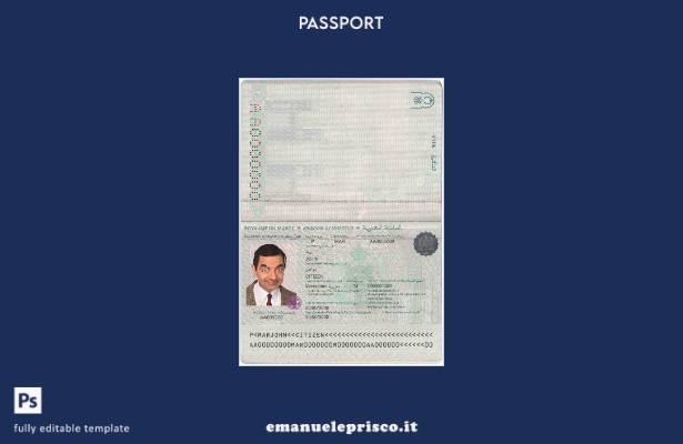 modello di passaporto marocchino in stile verificato