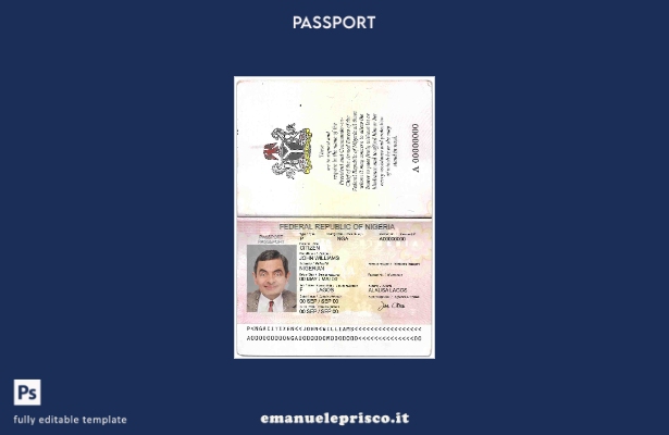 modello di passaporto nigeriano in stile verificato ().