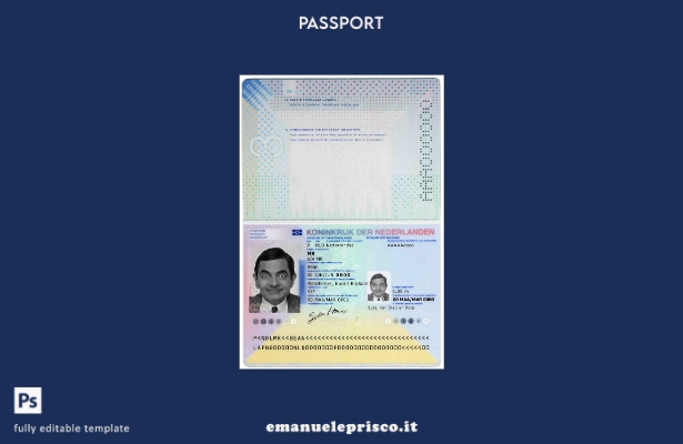 modello di passaporto olandese in stile verificato ( presente).
