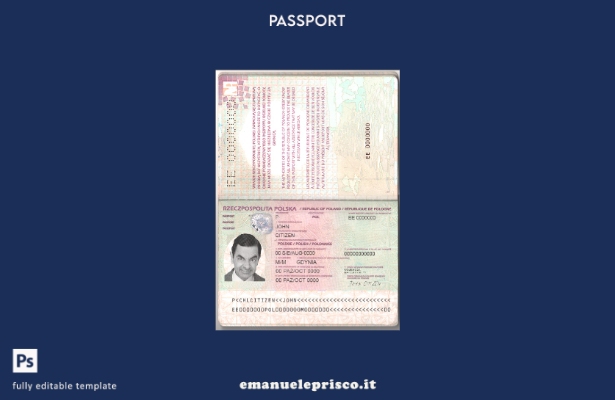 modello di passaporto polacco () in stile verificato