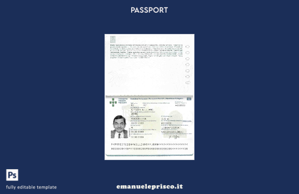 modello di passaporto portoghese in stile verificato ().