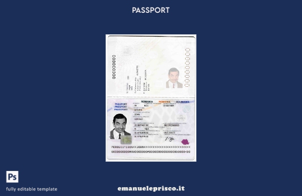modello di passaporto rumeno in stile verificato