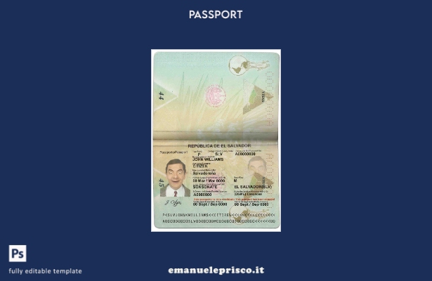 modello di passaporto salvadoregno in stile verificato