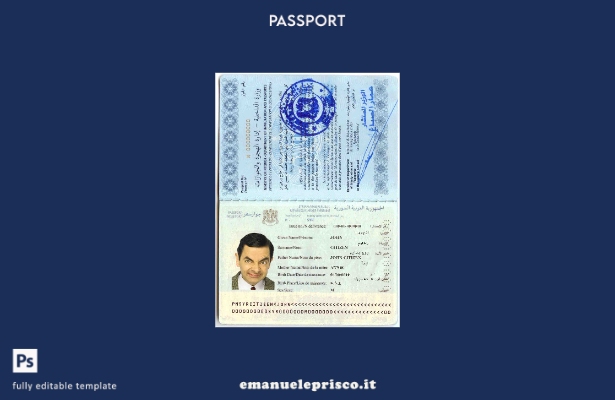 modello di passaporto siriano in stile verificato
