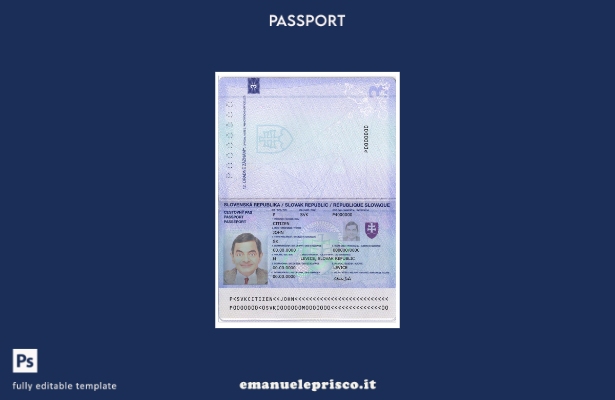 modello di passaporto slovacco in stile verificato