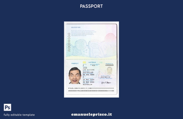 modello di passaporto standard australiano in stile verificato