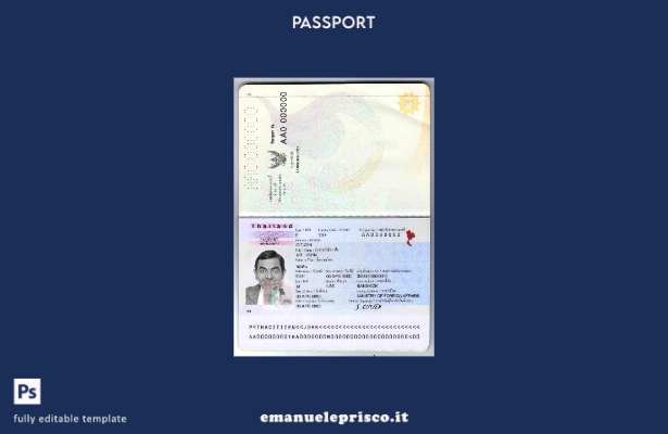 modello di passaporto tailandese in stile verificato