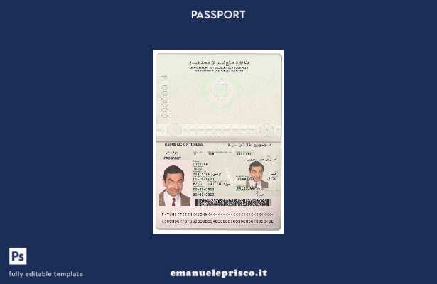 modello di passaporto tunisino in stile verificato