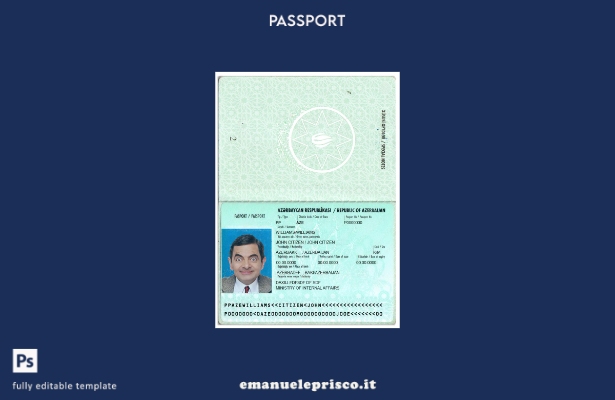 modello di versione del passaporto dell'Azerbaigian in stile verificato