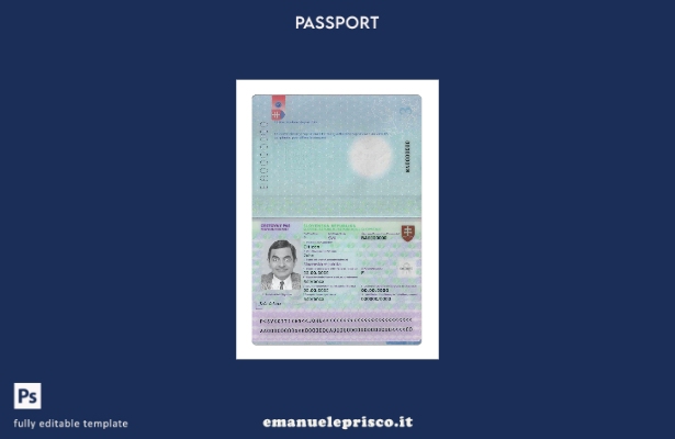 modello di versione del passaporto slovacco in stile verificato