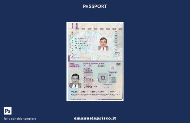 modello di versione del passaporto svedese in stile verificato