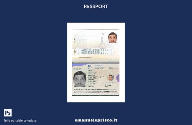 modello presente del passaporto australiano in stile verificato