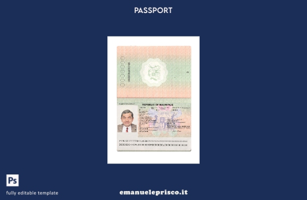 modello presente del passaporto delle Mauritius in stile verificato