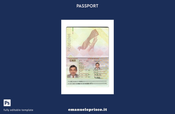 modello presente di passaporto Gambia in stile verificato