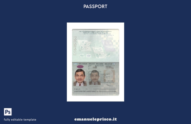 modello presente di passaporto belga in stile verificato