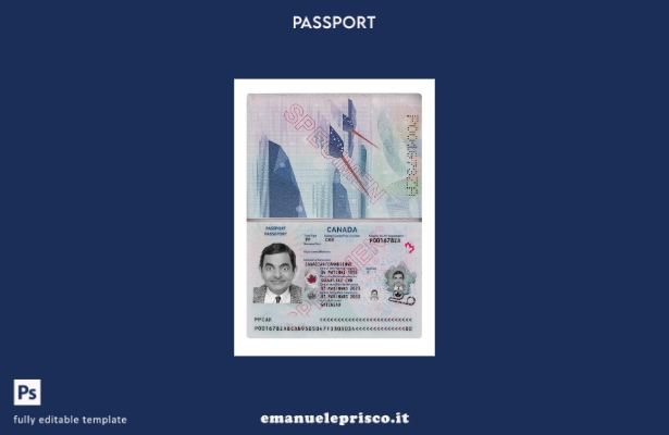 modello presente di passaporto canadese in stile verificato