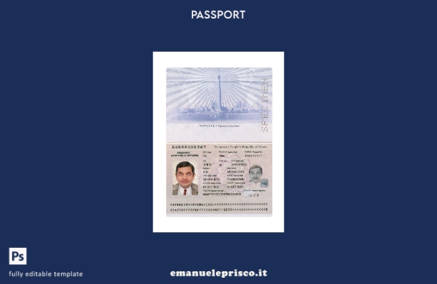 modello presente di passaporto coreano in stile verificato