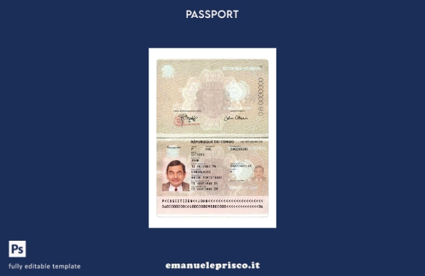 modello presente di passaporto del Congo in stile verificato