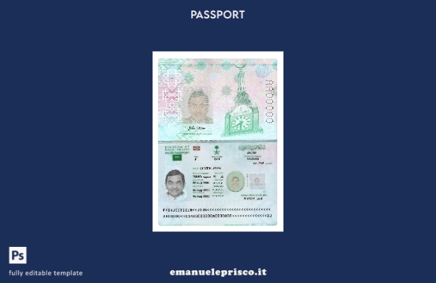 modello presente di passaporto dell'Arabia Saudita in stile verificato