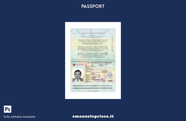 modello presente di passaporto dello Zimbabwe in stile verificato