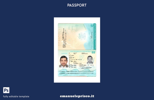 modello presente di passaporto di Saint Kitts e Nevis in stile verificato