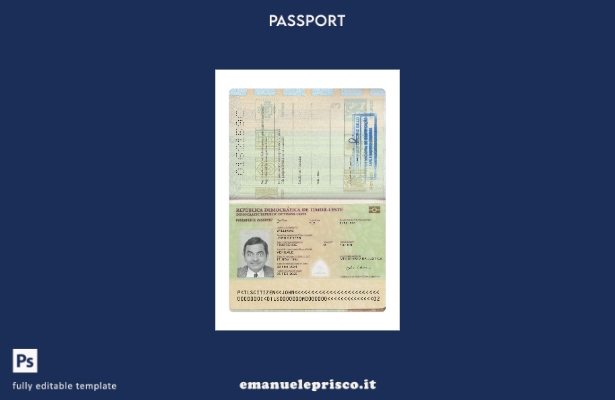 modello presente di passaporto di Timor Est in stile verificato