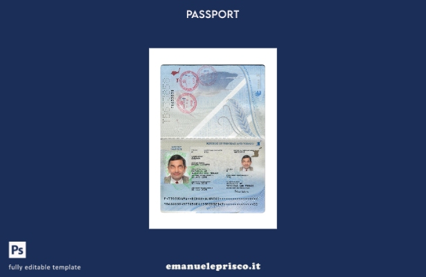 modello presente di passaporto di Trinidad e Tobago in stile verificato
