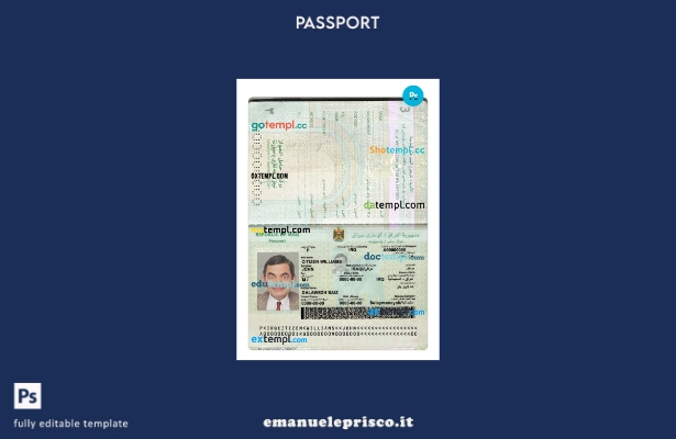modello presente di passaporto iracheno in stile verificato
