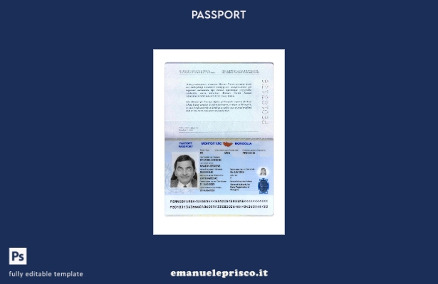 modello presente di passaporto mongolo in stile verificato