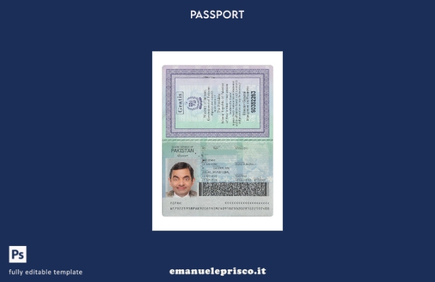modello presente di passaporto pakistano in stile verificato