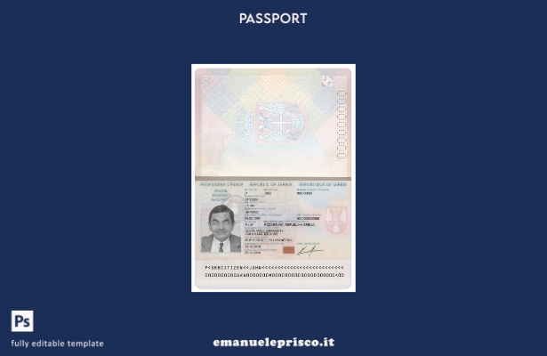 modello presente di passaporto serbo in stile verificato