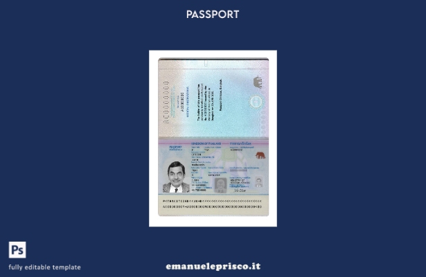 modello presente di passaporto tailandese in stile verificato