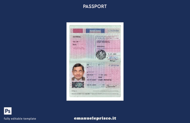 modello presente di passaporto tedesco in stile verificato