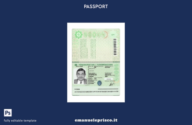 modello presente di passaporto turkmeno in stile verificato