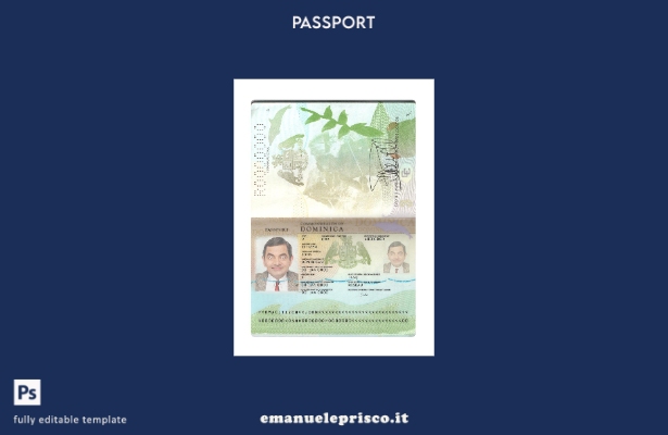 modello presente nuovo passaporto della Dominica in stile verificato
