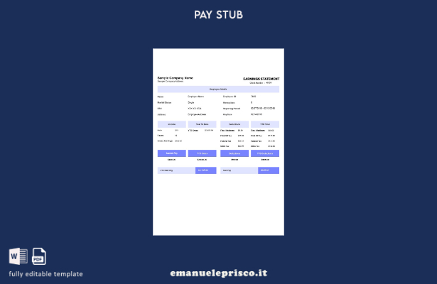 dichiarazione dei guadagni in stile verificato, modello di versione