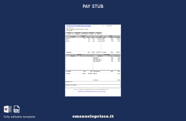 modello di busta paga Air Doctor in stile verificato