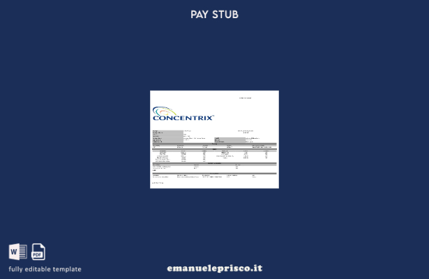 modello di busta paga Concentrix in stile verificato
