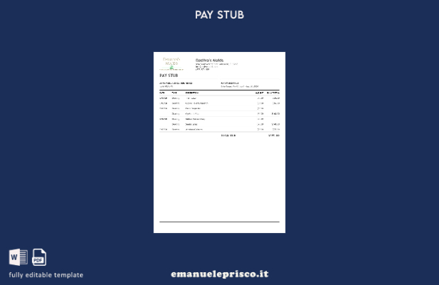 modello di busta paga Dasilva's Maids in stile verificato