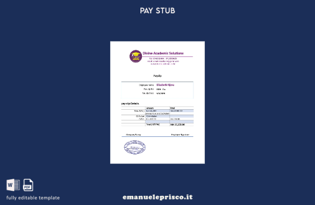 modello di busta paga Divine Academic Solutions in stile verificato