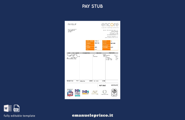 modello di busta paga Encore Personnel Services (reclutamento) in stile verifica