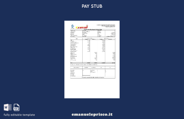 modello di busta paga JS Auto Cast Foundry India in stile verificato