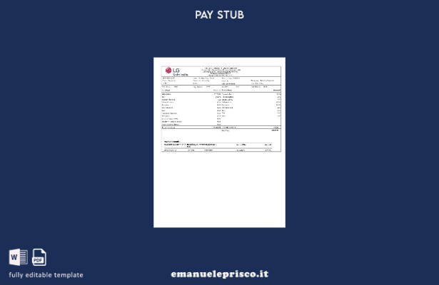 modello di busta paga LG Soft India in stile verificato