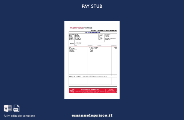 modello di busta paga Mahindra Financial Services LTD in stile verificato