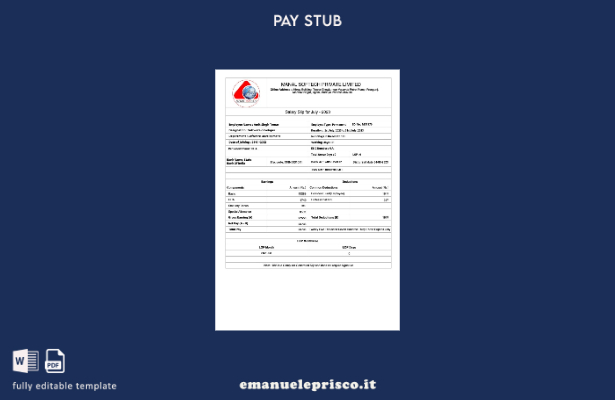 modello di busta paga Manal Softech in stile verificato