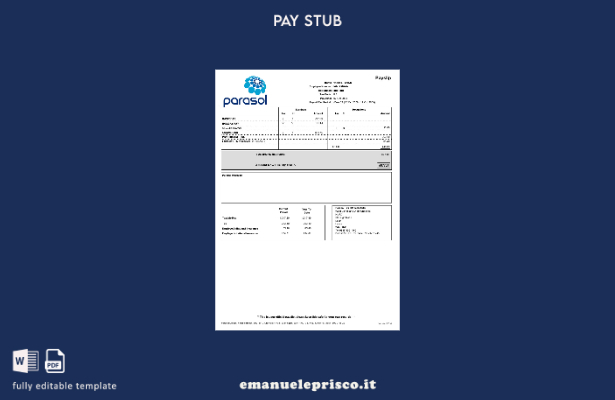 modello di busta paga Parasol Limited in stile verificato