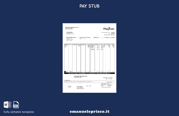 modello di busta paga Paycor in stile verificato