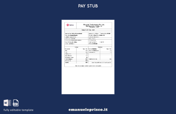 modello di busta paga Pureride Technologies stile verificato